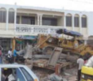The pay-loader and its cargo at the crash site.