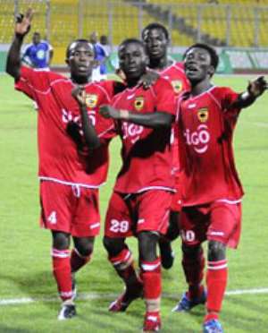Kotoko players celebrate one of their goals