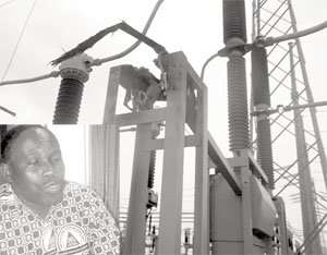 The circuit breaker pole which exploded. INSET: Alfred Sackeyfio