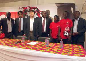 From (L) Lamptey, Roy Mrinal, COO, Airtel, Kim, Sowah, Priscilla, Abaa and Nyantakyi in a pose after the launch