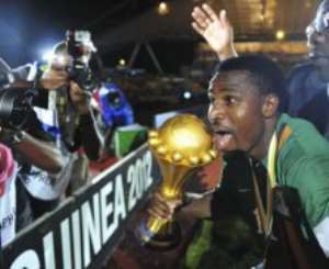 Skipper Katongo with Africa Cup of Nations trophy