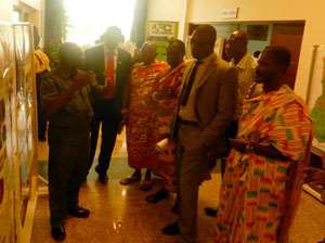 Joseph Yaw Oppong, Conservation manager talking to some dignitaries