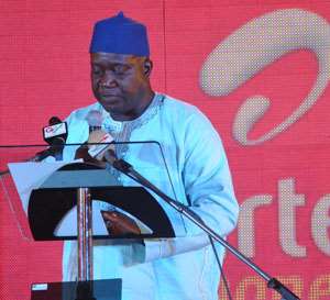 Ernest Attuquaye Armah, Deputy Minister of Communications launching Airtel Money on Wednesday