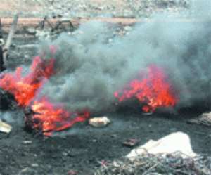 Cords are burned to release the copper from its rubber casing releasing toxins into the air.