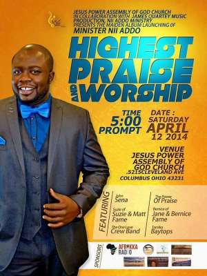 Minister Nii Addo Launches First Album on April 12 In USA