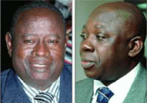 Mr Cletus Avoka - Outgoing Minister of the Interior (left) and Alhaji Mohammed Mumuni - Foreign Minister