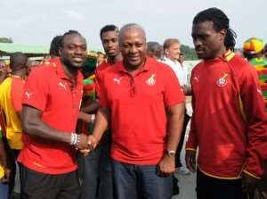 Vice President John Dramani Mahama and some players of the Black stars
