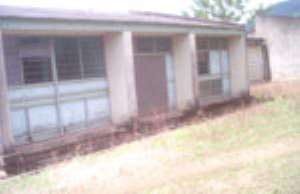 The front view of the dilapidated clinic at Kpedze-Awlime