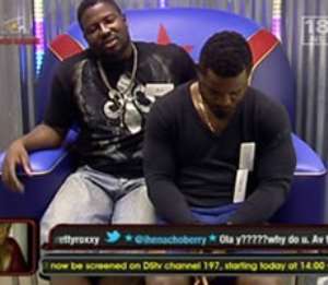 Ola and Chris during their last diary session in the house