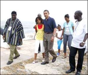 The Obama family touring the Cape Coast Castle
