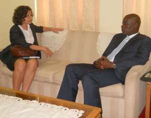 Laura Carpini with Haruna Iddrisu in a discussion