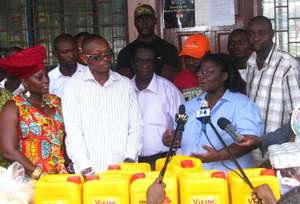 Akumaa with others during the donation
