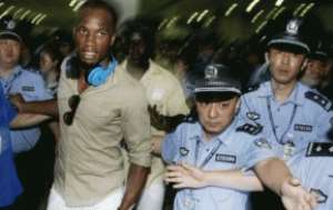Didier Drogba on arrival at the Pudong Airport.