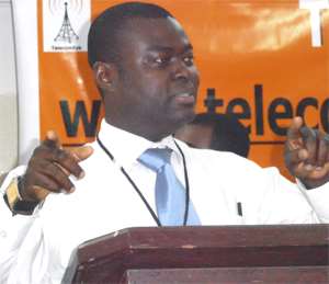 Yaw Boamah Baafi, delivering a speech at the launch of TelecomEye