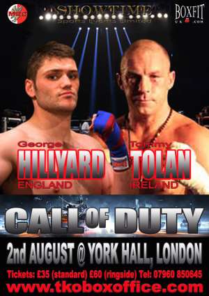 Tough Test For Hillyard, Faces Tolan On August 2nd