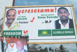 As election campaign reaches crescendoNduom receives major backing... locals vow to topple Elembelle Mugabe