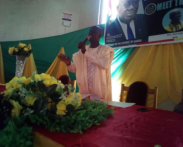 MCE for Berekum,Mr. Kofi Adjei responding to questions from the media