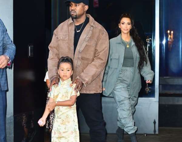 Kanye West with wife Kim Kardashian and daughter North West