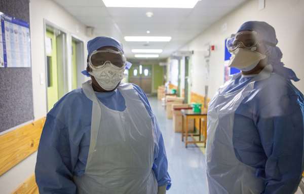 Nurses in the isolation unit at Tygerberg Hospital in the Western Cape. - Source: Misha Jordaan/Gallo Images via Getty Images