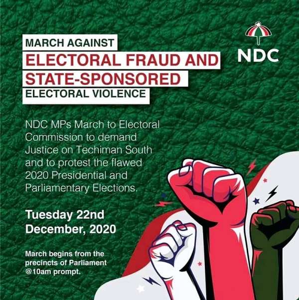 NDC MPs takeover street protest, march to EC headquarters over election results