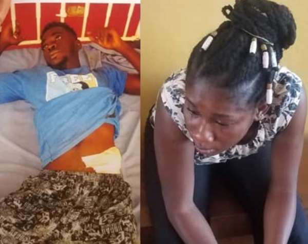 Patrick Opoku and Rose Antwiwaa in handcuff