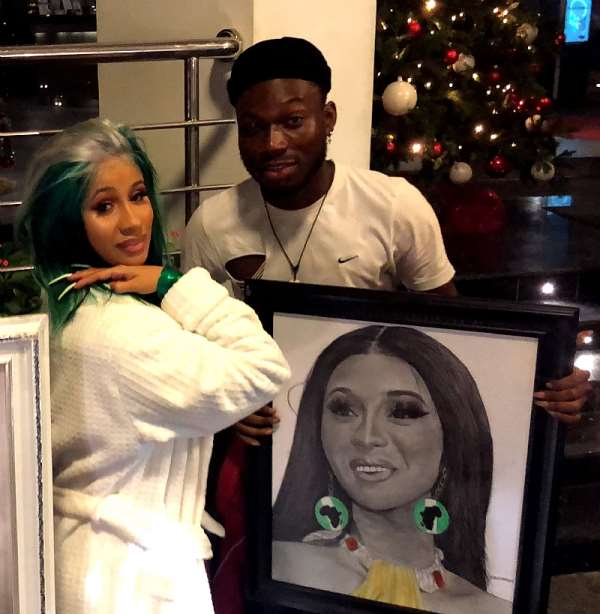 Cardi B, Management, Meet with Celebrity Pencil Artist Alesh Akeem