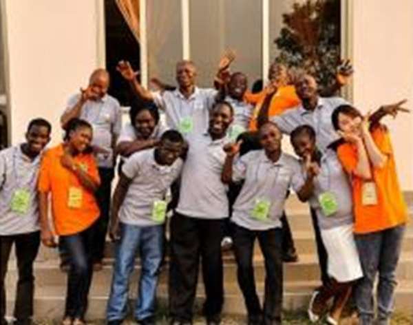 Fifth from left (thubs up) is Komi Adela, the Togolese National who claimed to have been registered by the Electoral Commision in Lome, Togo but voted at Aflao, Ghana during the December 12 Election.