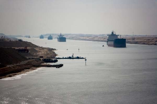 The Suez Canal on a normal day. - Source: Photo by Camille Delbos/Art In All of Us/Corbis via Getty Images