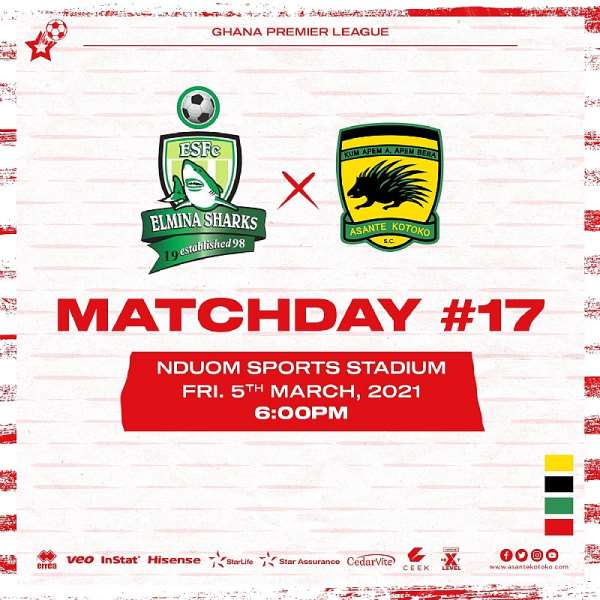 GHPL: Elmina Sharks host Asante Kotoko in tough encounter today