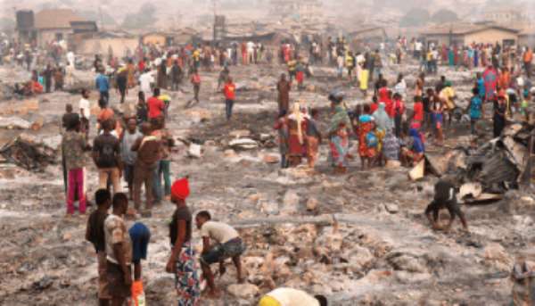 Accra: ‘Jealous Girlfriend’ Sets Entire Zabrama Wood Market Ablaze