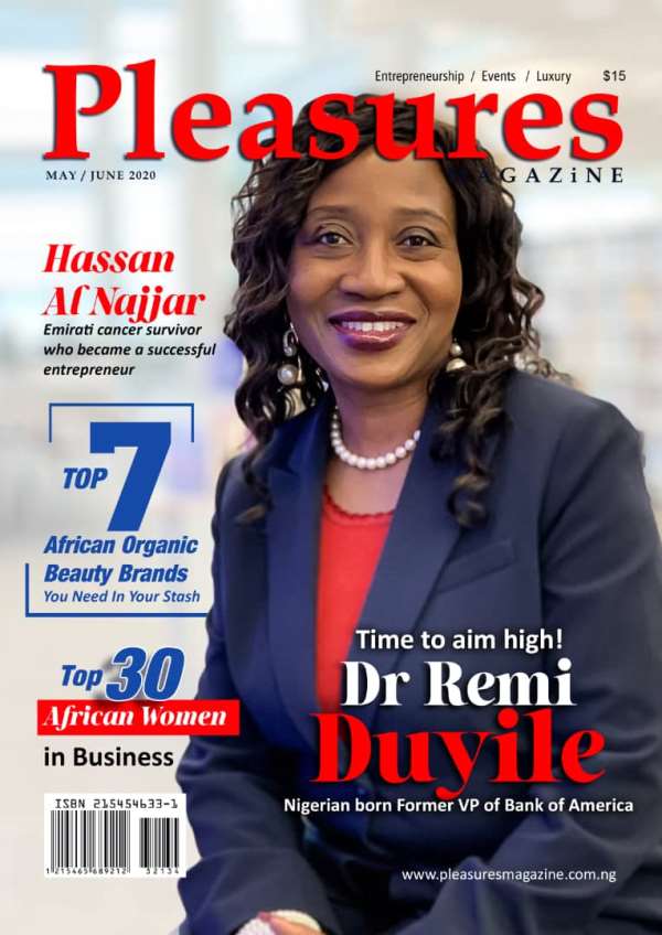 Former Vice President Of Bank Of America, Remi Duyile Covers PLEASURES MAGAZINE May/June 2020