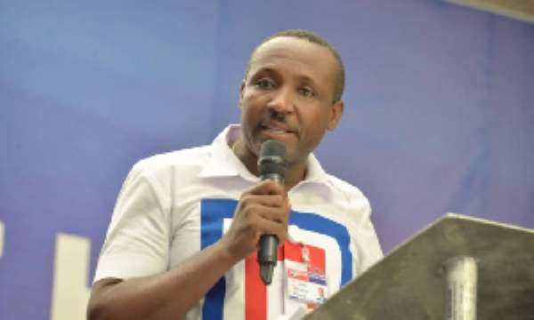 The General Secretary of the ruling New Patriotic Party (NDC) John Boadu speaking at the NPP 2020 Manifesto launch in Cape Coast