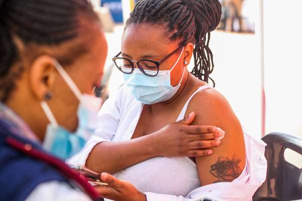 A vaccination done at a pop-up site in Johannesburg. Not enough South Africans are coming forward to get their shots. - Source: Photo by Sharon Seretlo/Gallo Images via Getty Images