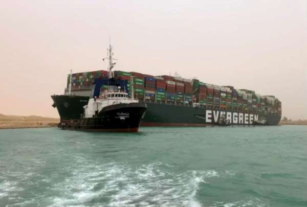 Egypt's Suez Canal Authority said it was working to refloat the MV Ever Given. By - (Suez CANAL/AFP)