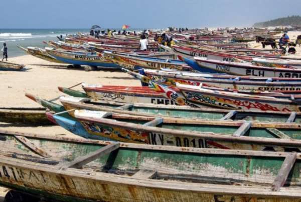 Fishing pirogues are pictured off the coast of Senegal in 2003. By Marcel Mochet (AFP/File)