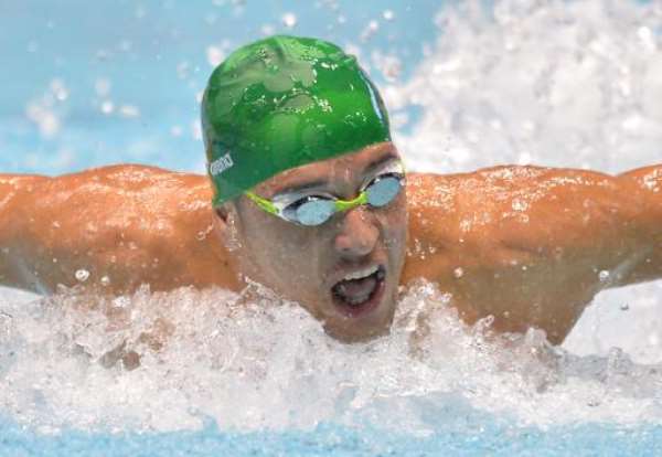 Chad Le Clos of South Africa swims in the men's 100m butterfly final at the FINA Swimming World Cup Tokyo meet in Tokyo on November 10, 2013. By Kazuhiro Nogi (AFP)