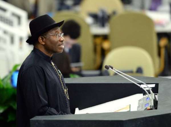 Goodluck Ebele Jonathan, President of Nigeria, speaks at the United Nations General Assembly on September 24, 2013 in New York. By Stan Honda (AFP/File)