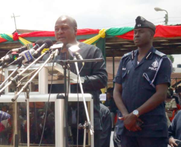 President John Mahama speaking at the Jackson Park
