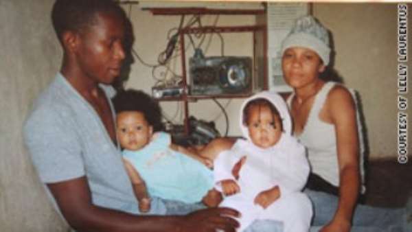 Lely Laurentus with his wife and daughters Soraya and Leila before the earthquake.