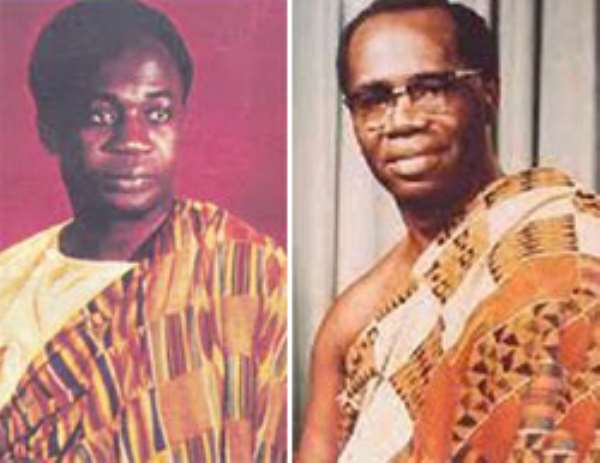Dr. Kwame Nkrumah (left), Dr. Kofi Abrefa Busia (right)