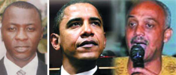 Mohammed Amin Anta Adam (LEFT), Mr. Barack Obama (MIDDLE), Sidney Casely-HayforÂd (RIGHT)