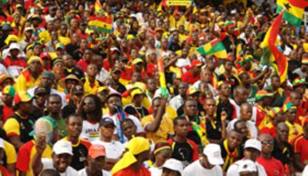 Ghanaian football fans at a football match