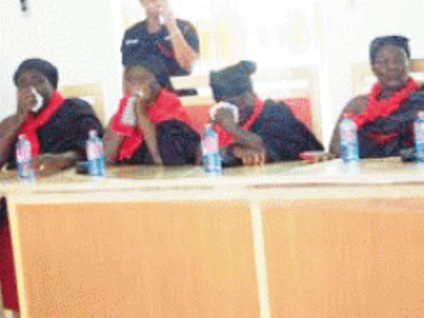 A section of queens, who couldn't hold back their tears at the residency of Central Regional Minister, Mrs Ama Benyiwa Doe