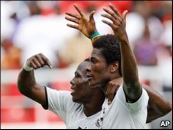 Asamoah Gyan's near-post header put Ghana in front after 21 minutes