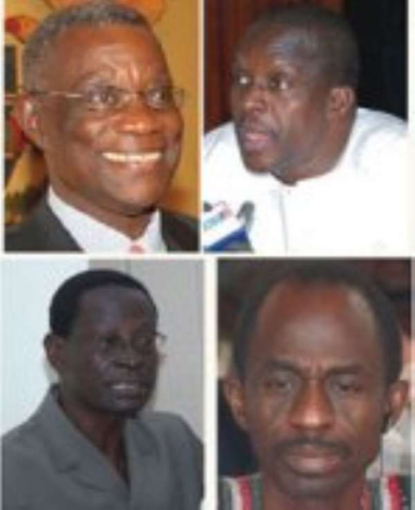 Top : President Mills & Alban Bagbin — Majority Leader. Down : Dr Kwabena Adjei — Chairman & Asiedu Nketia — General Secretary.
