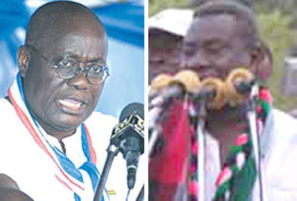Akufo Addo (left), President Atta Mills (right)