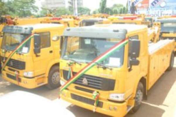 A line-up of some of the towing vehicles