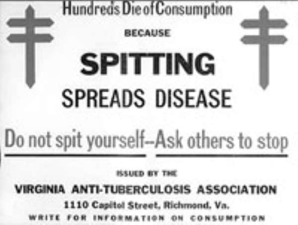 The act of spitting indiscriminately