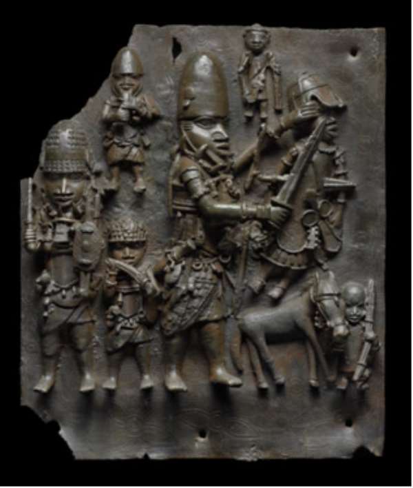 Relief plaque depicting a battle scene. Benin, Nigeria, now in Museum of Fine Arts, Boston, United States of America.