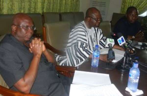 Clement Kofi Humado briefing the press